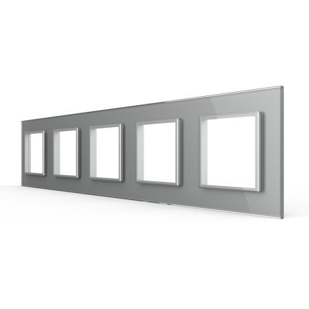 Рамка для пяти розеток Серая Livolo