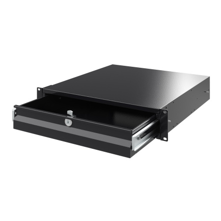 Ящик 2U выдвижной с ключом, глубина 300мм, для 19" IT-корпусов, RAL9005 DKC
