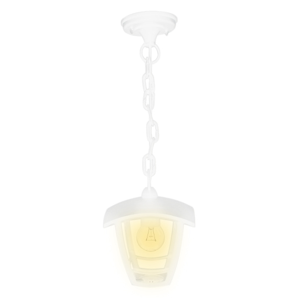 11-159 Светильник садово-парковый, подвесной, «Марсель», Е27х60Вт, 4-х гранный, пластик, белый, прозрачный поликарбонат, 164х164х526мм, НСУ 07-60-001 