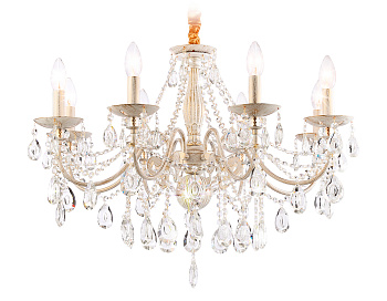 Подвесная люстра с хрусталем TR4945/8 WH/GD/CL белый/золото/прозрачный E14/8 max 40W D715*555 Ambrella Light