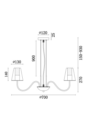 Люстра 7*E14 40Вт Хром IP20 Ursula FR5017PL-07CH Freya