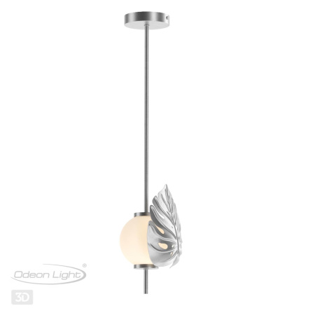 Подвес E14 1*40W JUNGLE серебристый/белый/стекло B ODEON LIGHT