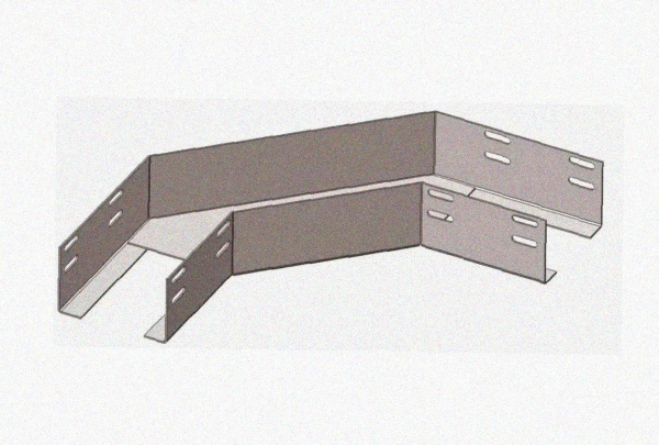 Лоток угловой глухой КГГ 400х200-90 У3 поворот на 90, окрашенный, S1,5