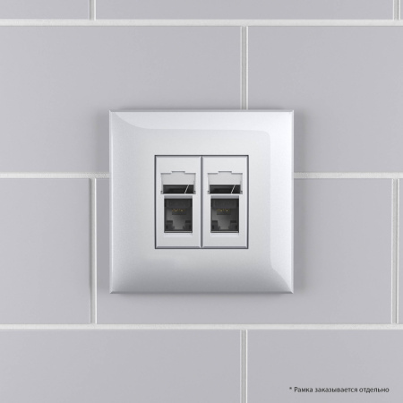 Компьютерная розетка RJ-45 в стену, кат.5e двойная, "Avanti","Закаленная сталь" DKC