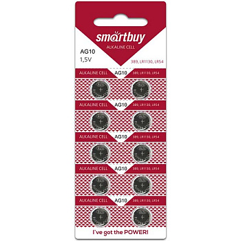 Элемент питания часовая AG10-10B G10 (389) LR1130, LR54 BL10 Smartbuy