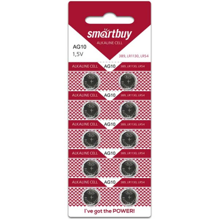 Элемент питания часовая AG10-10B G10 (389) LR1130, LR54 BL10 Smartbuy