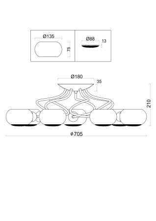 Люстра 7*E14 40Вт Хром IP20 Miranda FR5039PL-07CH Freya