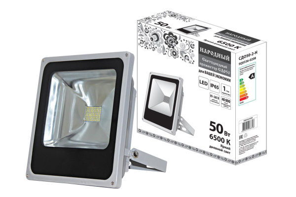 Прожектор светодиодный СДО50-2-Н 50 Вт, 6500 К, серый TDM