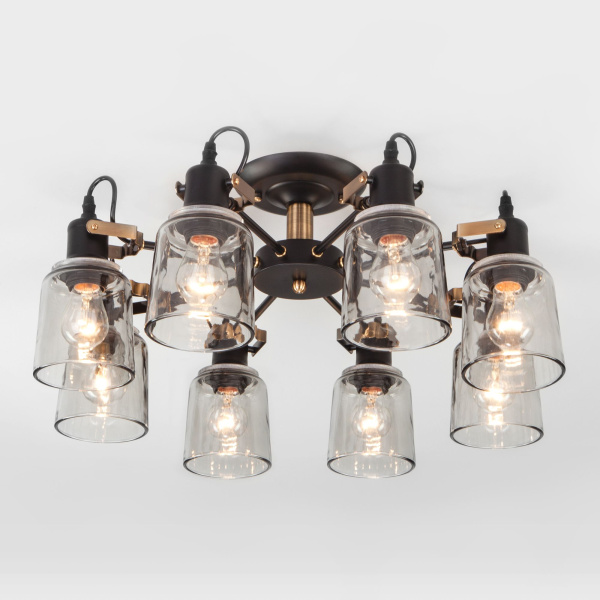 Потолочная люстра в стиле лофт 8*E27 60Вт античная бронза, черный IP20 Astor (70111/8 черный) Eurosvet
