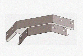 Лоток угловой замковый глухой КГЗГ 500х100-90 УХЛ1 поворот на 90, оцинкованный лист S1,5