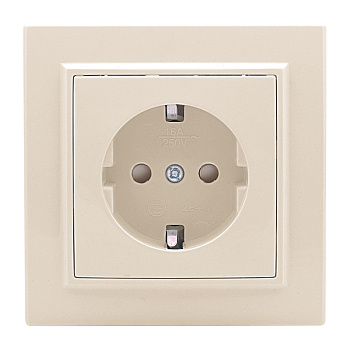 Минск Розетка 1-мест, СП с/з 16А бежевый с защ, штор, EKF