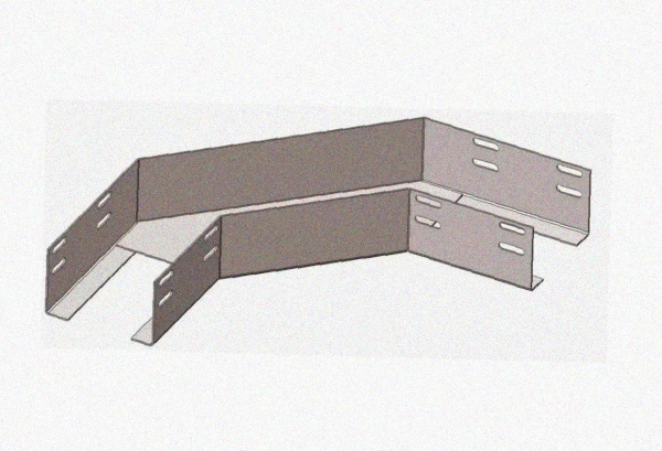 Лоток угловой замковый перфорированный КГЗ 75х65-90 УТ1,5 поворот на 90, оцинкованный лист S1,5