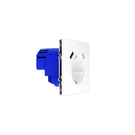 Розетка встраиваемая Voltum S70 с заземлением и защитными шторками, 16А, с USB, A+C, (белый глянцевый)