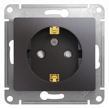 GLOSSA  Механизм розетки без лицевой панели СУ 1-м.с зазем.со шторками 16А графит IP20 (уп.5шт) Schneider Electric
