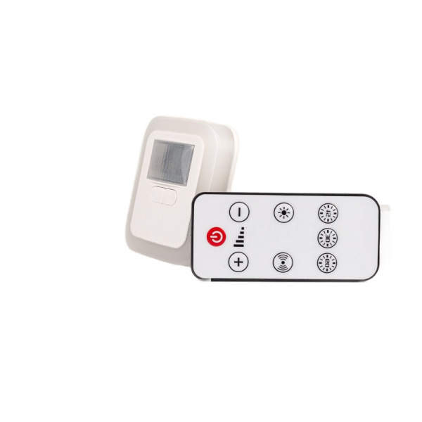 Ночник светодиодный с датчиком движения и пультом ДУ квадратный RocketSocket, 10 режимов яркости, теплый белый свет, 2.4Вт, таймер 15-30-60 мин, Белый