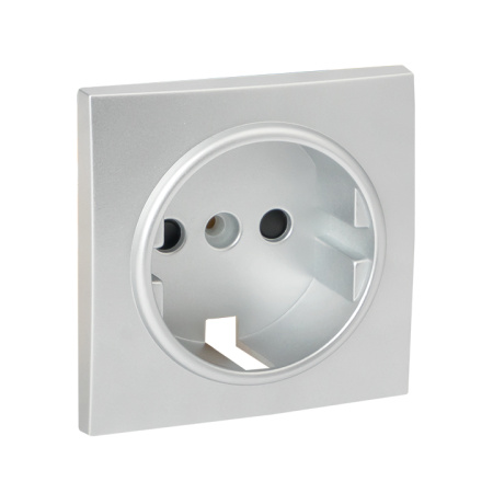 Валенсия Лицевая панель розетки 1-местной с/з 16А сталь с защ, штор, EKF