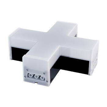 30-15 Светильник-коннектор светодиодный Х-образный 12Вт, 230В/50Гц, 1200лм, 4000К, IP40, чёрный, 181x181x55мм, поликарбонат APEYRON