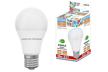 Лампа светодиодная НЛ-LED230-A65-18 Вт-230 В-6500 К-Е27, (65х128 мм), Народная TDM