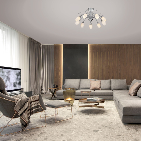 Потолочная люстра с плафонами 9*E14 40Вт хром IP20 Ginevra (22080/9 хром) Eurosvet