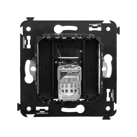 Компьютерная розетка RJ-45 в стену, кат.6 одинарная экранированная, "Avanti", "Черный квадрат" DKC