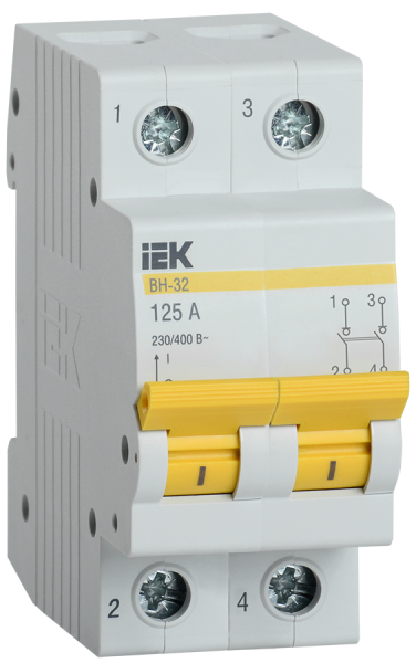 Выключатель нагрузки (мини-рубильник) ВН-32 2Р 125А IEK