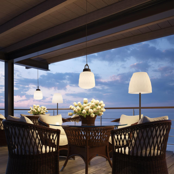 Ландшафтный подвес IP44 E27 60W 100-240V CONTE белый абажур/черная арматура NOVOTECH