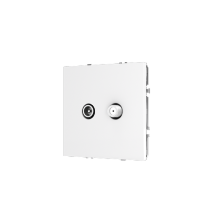 Розетка телевизионная встраиваемая Voltum S70 оконечная TV+SAT, (белый глянцевый)