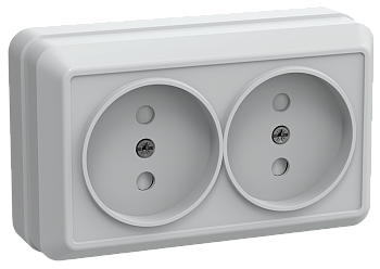 Розетка 2-местная ОУ РСш22-2-ОБ без з/з с защитной шторкой 10А ОКТАВА белый IEK