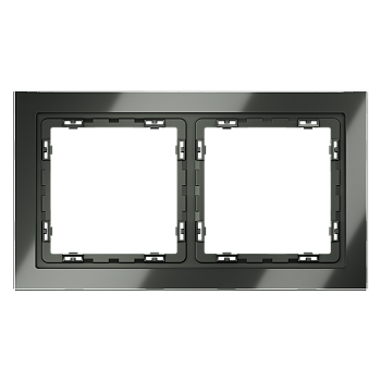 Рамка стеклянная Voltum S70 на 2 поста, (титан, стекло)