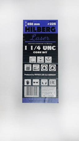 Коронка алмазная 225*450 Laser 1 1/4 UNC HD724 Hilberg