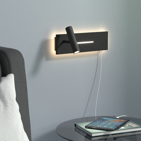 Светильник настенный светодиодный 15Вт 4000К черный IP20 Tuo (a058495) Elektrostandard