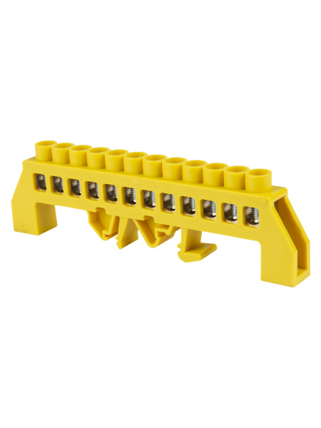 Шина "PE" "земля" в желтом изоляторе на DIN-рейку 8x12мм 12 групп TDM Шина "PE" "земля" в желтом изоляторе на DIN-рейку 8x12мм 12 групп TDM