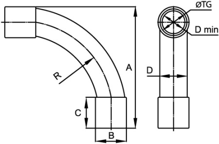 Поворот на 90 град. труба-труба, IP40, д.32мм R DKC