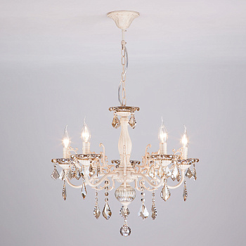 Люстра с хрусталем 5*E14 60Вт белый с золотом IP20 Elisha (3281/5 белый с золотом) Eurosvet