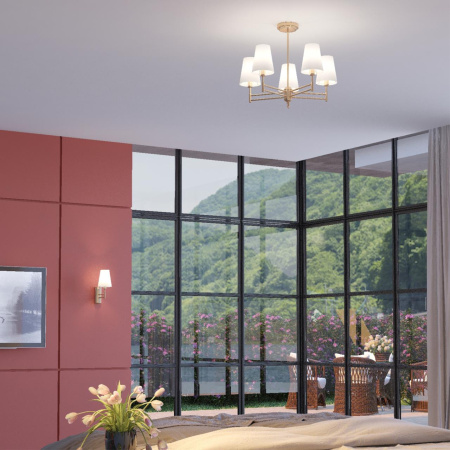 Люстра потолочная E14 5*40W 220V DORIS золотой,белый LUMION