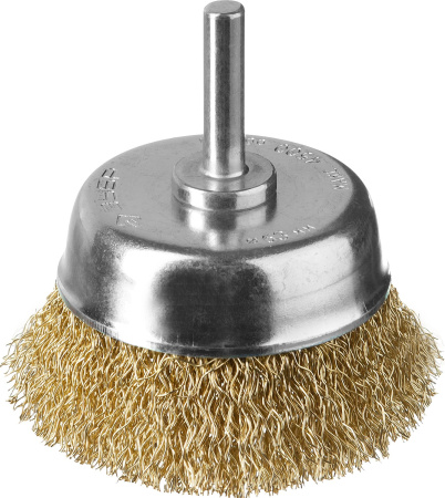 Профессионал. Щетка чашечная для дрели, витая латунированная стальная проволока 0,3мм, 63мм ЗУБР