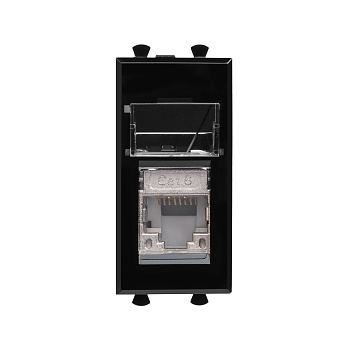 Компьютерная розетка RJ-45 модульная, кат.6 экранированная, "Avanti","Черный квадрат", 1 модуль DKC