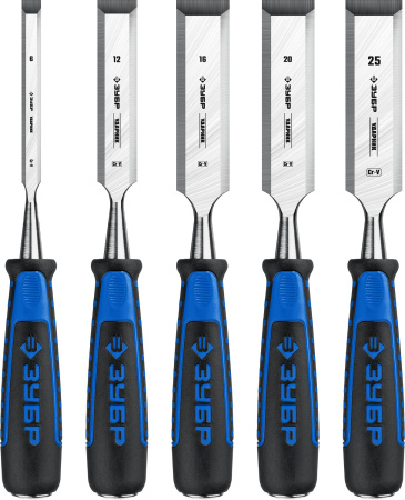 Ударник набор стамесок-долот с двухкомпонентной рукотяткой, 5 шт ЗУБР Ударник набор стамесок-долот с двухкомпонентной рукотяткой, 5 шт ЗУБР