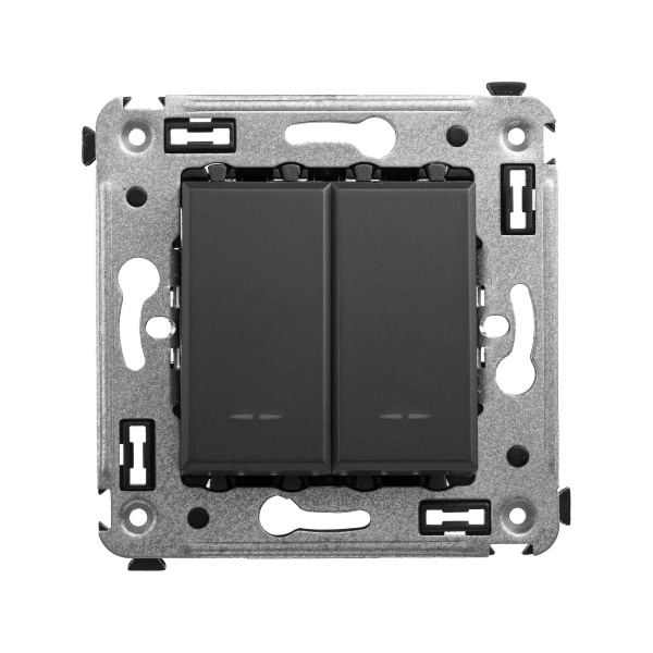 Кнопка двухклавишная в стену, "Avanti", "Черный матовый" DKC