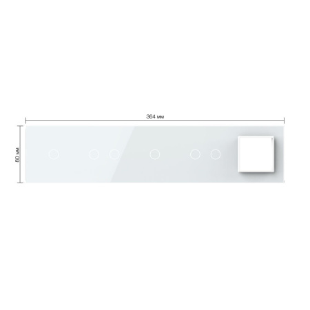 Панель для 4-х сенсорных выключателей и розетки, 6 клавиш (1+2+1+2), цвет белый, стекло Livolo