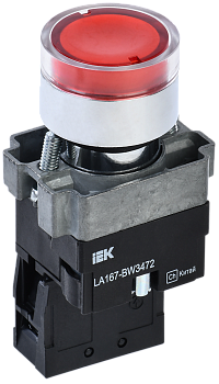 Кнопка управления LA167-BW3472 d=22мм RC 1р с подсветкой красная IEK