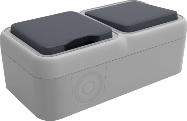 Donel W55 двойной блок накл. Роз.с защ.крышк.,+Переключатель 1-кл., серый, IP55, серия (тип) DIP55