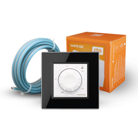 Терморегулятор Welrok RTP для рамки LIVOLO с механическим управлением, датчик пола 3 м, цвет белый с черной рамкой