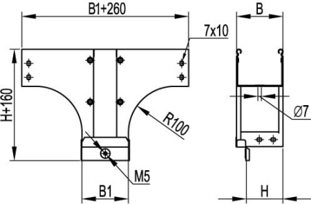 Ответвитель-переходник TDSR T-обр. вертикальный 500/400 DKC