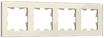 BRITE Рамка 4-мест. РУ-4-2-БрВа стекло ванильный IEK 