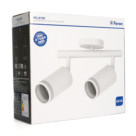Светильник Feron ML232 настенно-потолочный под лампу GU10, белый