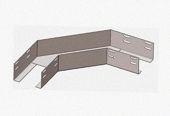 Лоток угловой замковый перфорированный КГЗ 400х80-90 УТ1,5 поворот на 90, нержавеющая сталь, S0,8