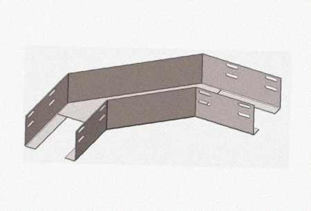 Лоток угловой замковый перфорированный КГЗ 400х80-90 УТ1,5 поворот на 90, нержавеющая сталь, S0,8