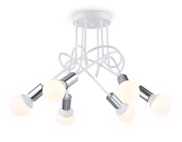 Потолочный светильник в стиле лофт TR80417/5 WH/CH белый/хром E27/5 max 60W D690*370 Ambrella Light