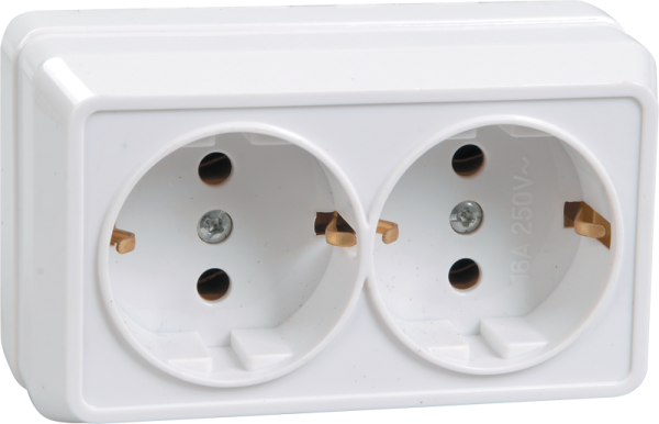 Розетка 2-местная ОУ РС22-3-ОБ с з/з 16А ОКТАВА белый IEK